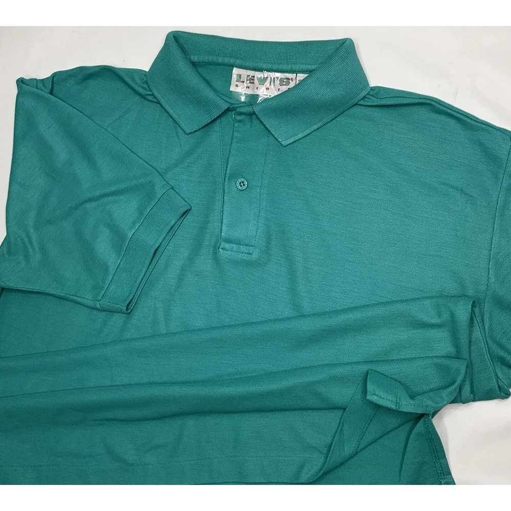 Vintage Levis Polo Shirt Men Sz M 80s Short Sleeve Lightweight Green Retro